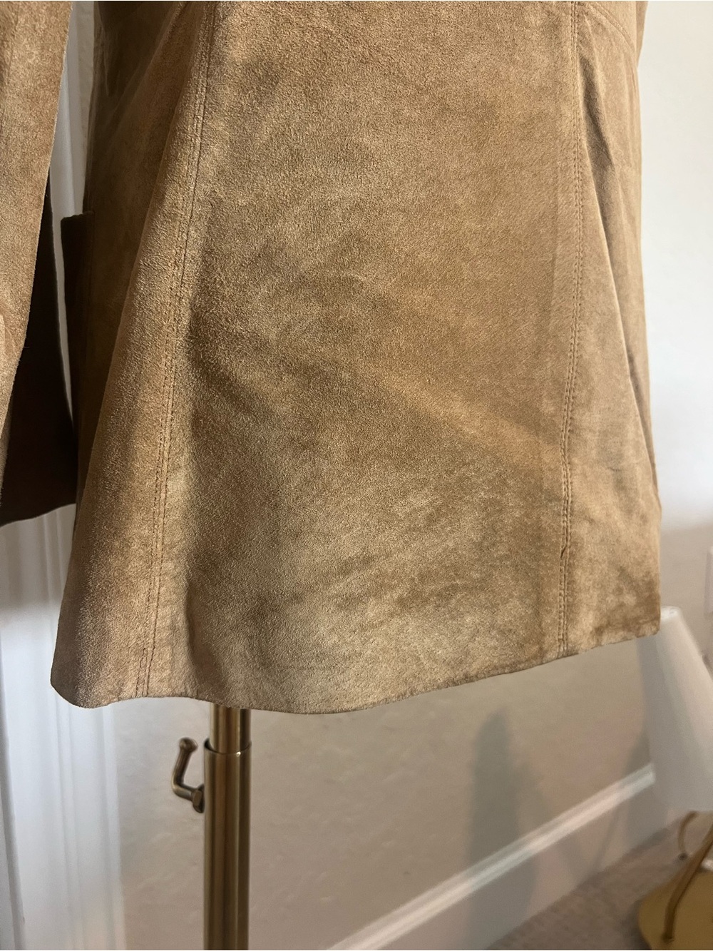 Women’s Lauren Ralph Lauren Suede Leather Blazer Jacket Tan Size Medium Western - Picture 7 of 12